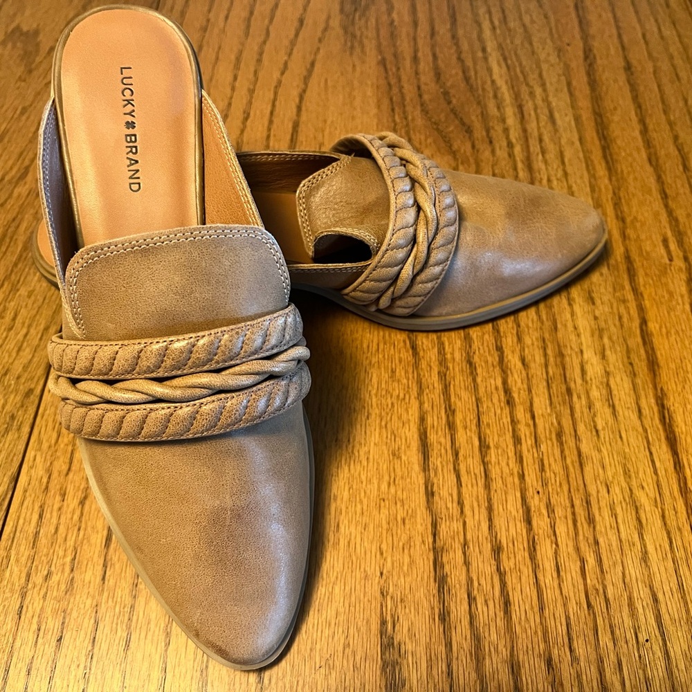 Lucky Brand Tan Mules with Braided Detail